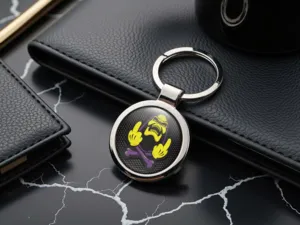 Mens Custom Acrylic Keychains Metallic Pro